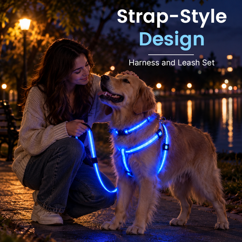 🐾✨LED Light-Up Dog Harness and Leash Set