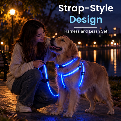 🐾✨LED Light-Up Dog Harness and Leash Set
