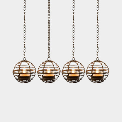 Solar Powered Spherical Candle Lanterns - Metal Hanging Lights for Garden & Patio Decor
