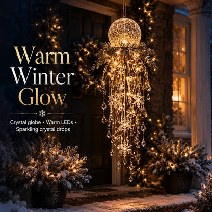 ❄️Crystal Cascade Christmas Lights – Hanging LED Veranda Decorations: Snowflakes & Crystals ✨
