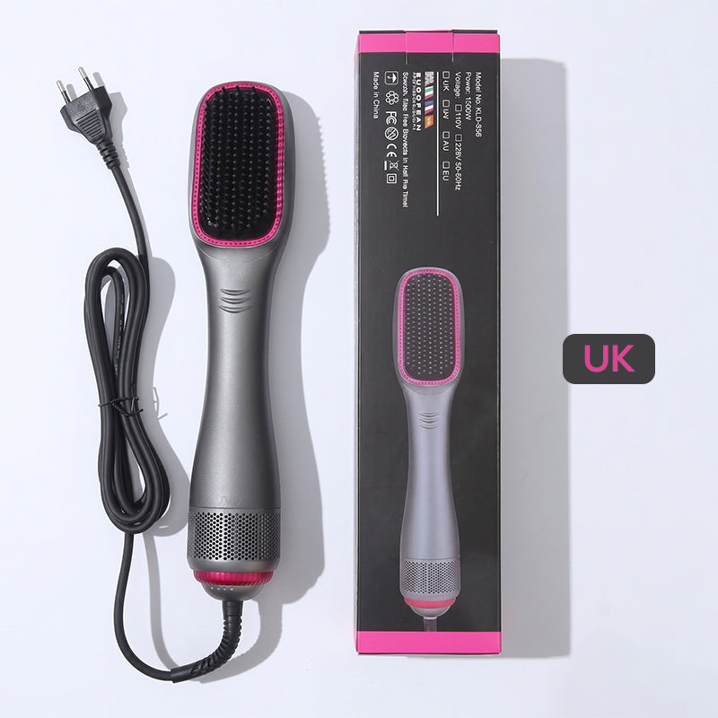 3-in-1 Hot Air Hair Brush and Curler—Quick Curling Wand and Electric Straightening Brush