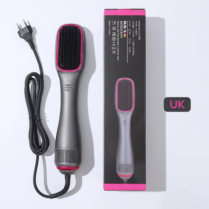 3-in-1 Hot Air Hair Brush and Curler—Quick Curling Wand and Electric Straightening Brush