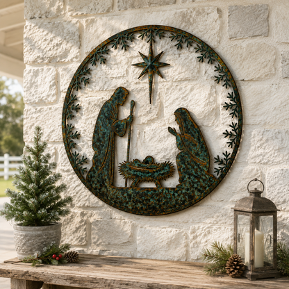 Nativity Scene Christmas Metal Wall Decoration