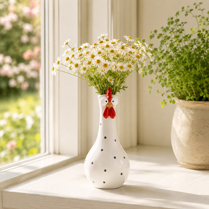 Cluck & Bloom-Whimsical Chicken Flower Vase