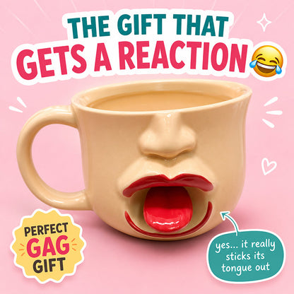 Quirky abstract tongue ceramic mug