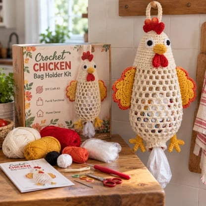 🧶Crochet Animal Bag Holder DIY Kit – Cute & Functional Hanging Storage Craft Kit