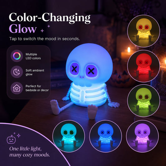 💀Charming Silicone Skeleton Color Changing Bedside Night Light