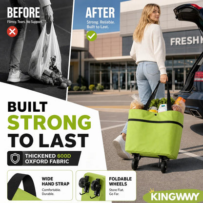 🛍️2-in-1 Foldable Shopping Cart  – Carry More, Roll Easier