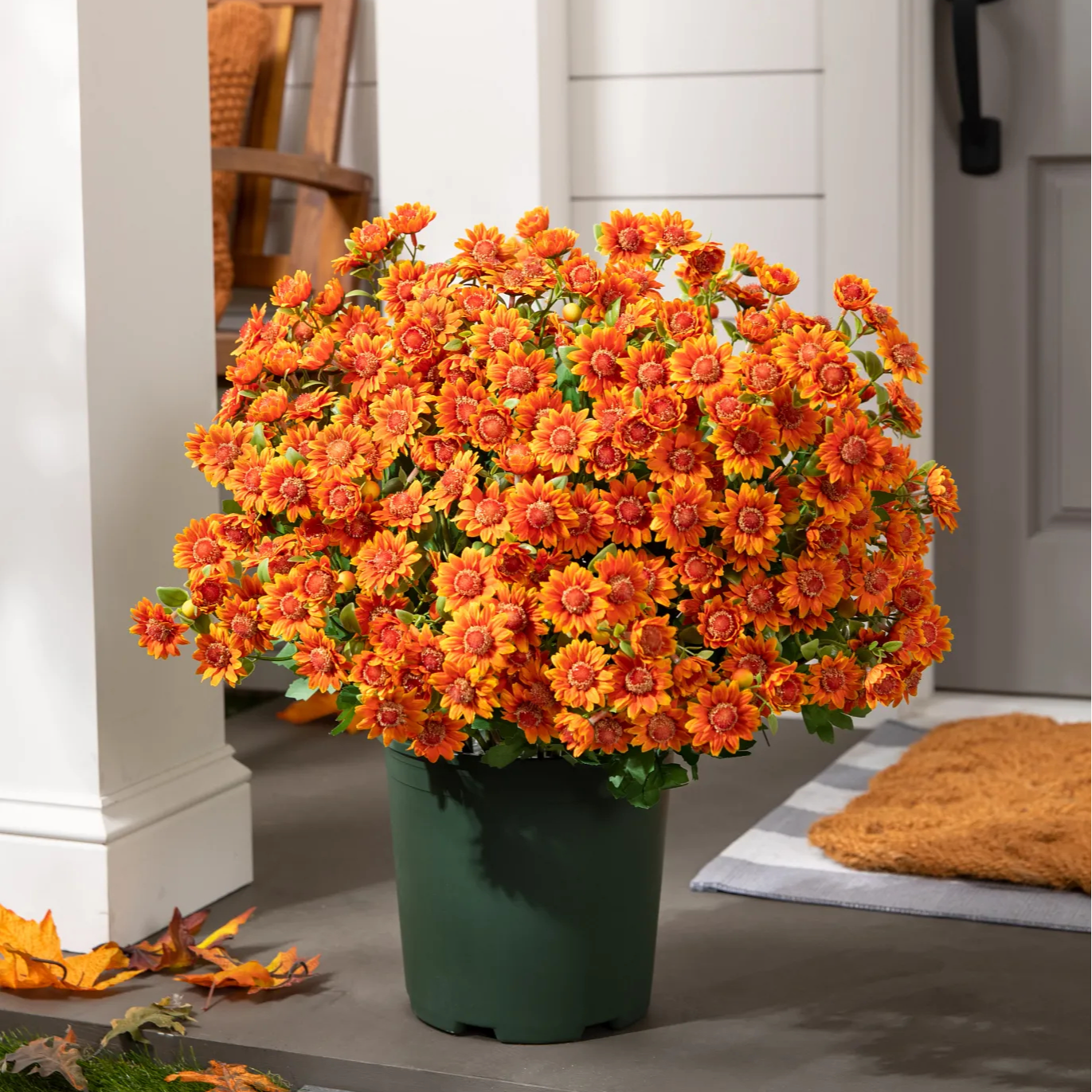 🌼- Artificial Outdoor Sunset Mums Flowers - UV resistant, Waterproof, Windproof