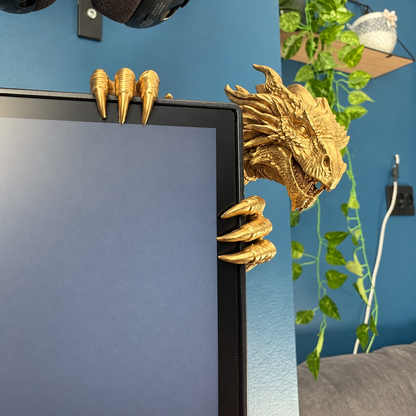 🐲Legendary Dragon Screen Guardian – 3D Fantasy Monitor Corner Figurine, Unique Gaming Desk Decor & Gifts for Dragon Lovers