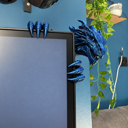 🐲Legendary Dragon Screen Guardian – 3D Fantasy Monitor Corner Figurine, Unique Gaming Desk Decor & Gifts for Dragon Lovers