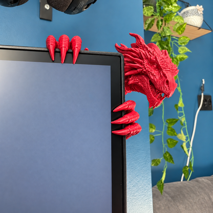 🐲Legendary Dragon Screen Guardian – 3D Fantasy Monitor Corner Figurine, Unique Gaming Desk Decor & Gifts for Dragon Lovers