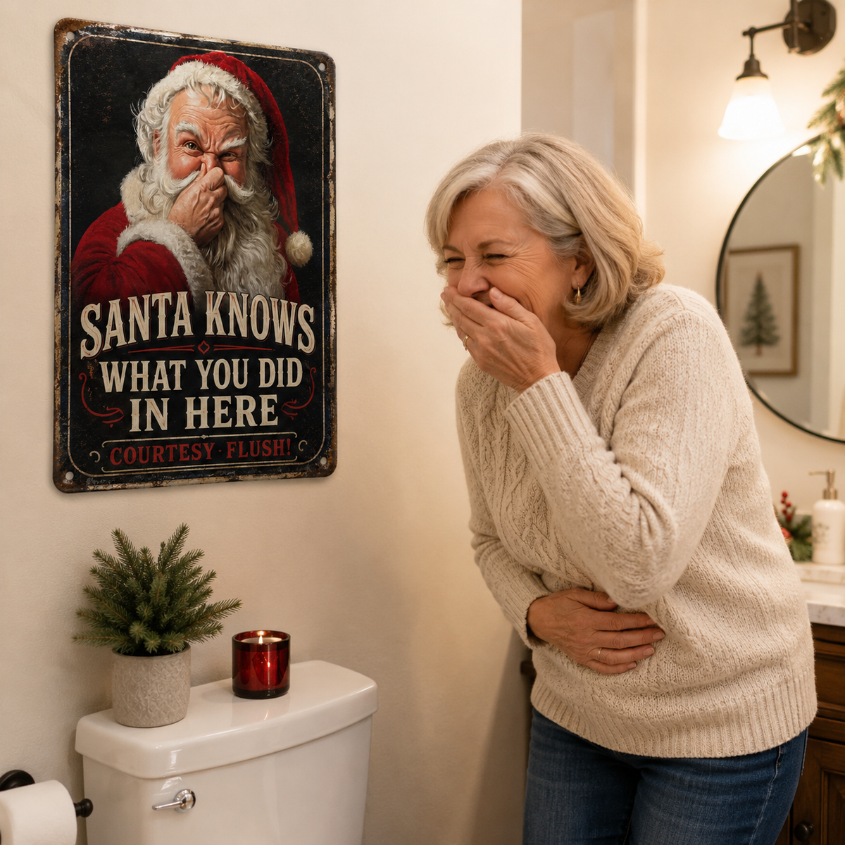 🎅🚽Santa Knows Funny Bathroom Sign