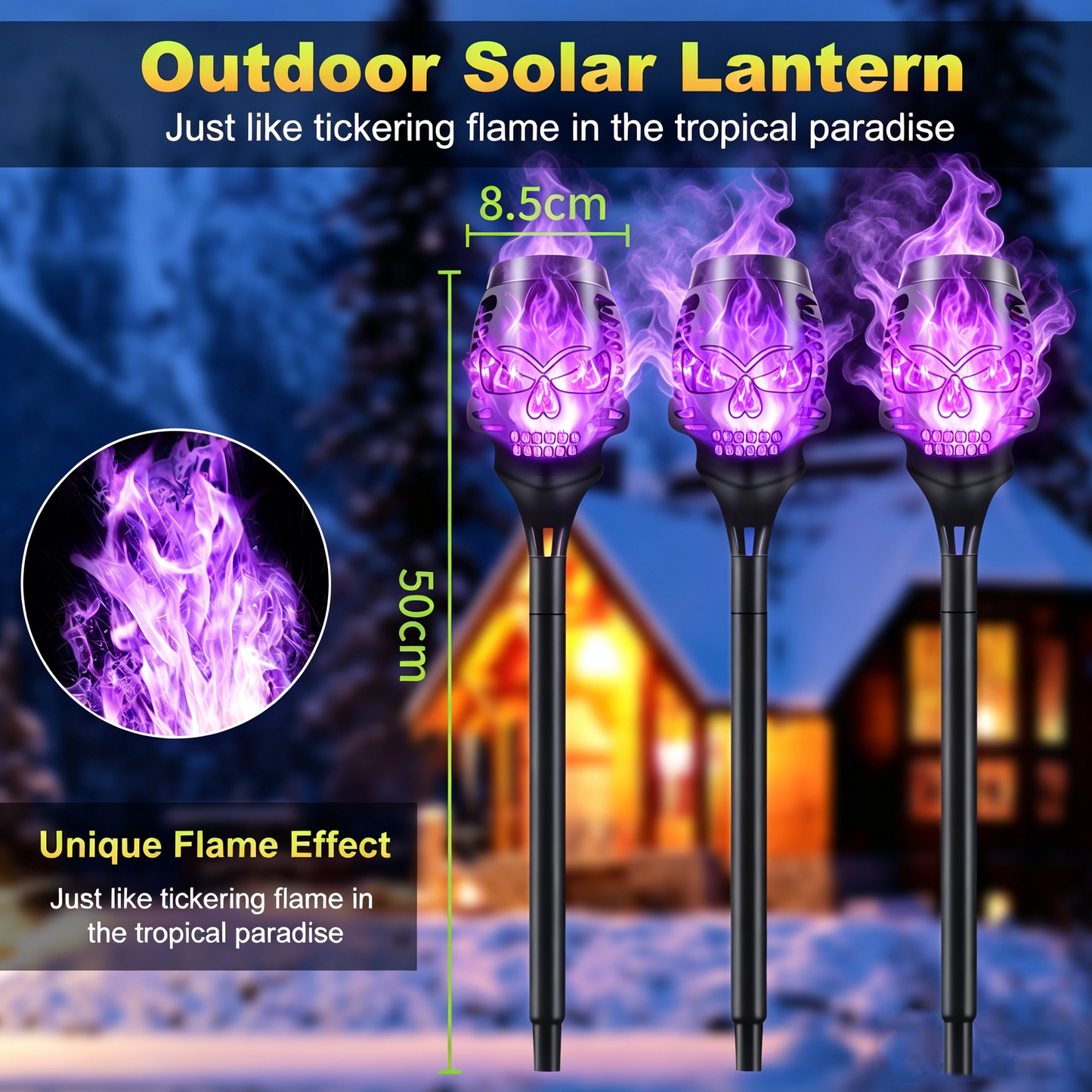 🔥Halloween Solar-Powered Skull Flame Lights💀