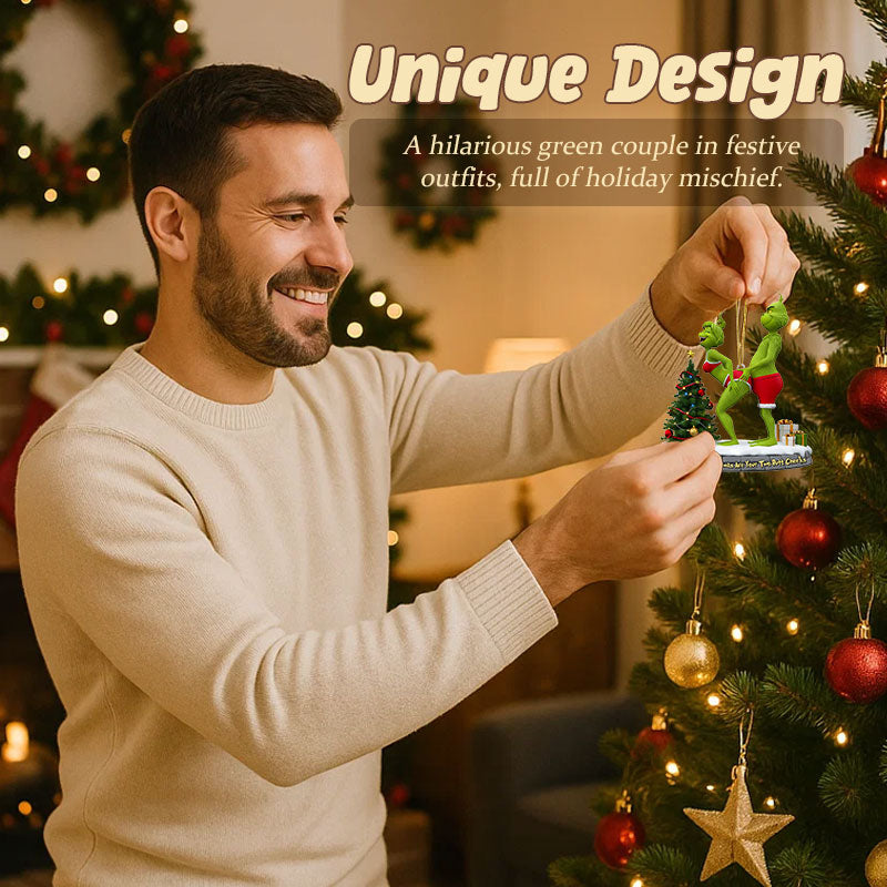 🎄 Styggt Grönt Par Julgranskulor – Julklapp 💚