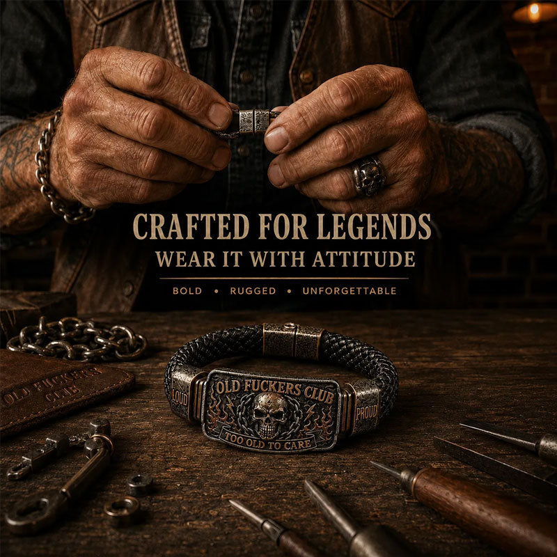 ☠️Old Fuckers Club Braided Leather Bracelet  | 2026 Limited Edition Vintage Bracelet