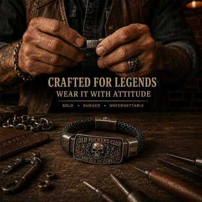 ☠️Old Fuckers Club Braided Leather Bracelet  | 2026 Limited Edition Vintage Bracelet