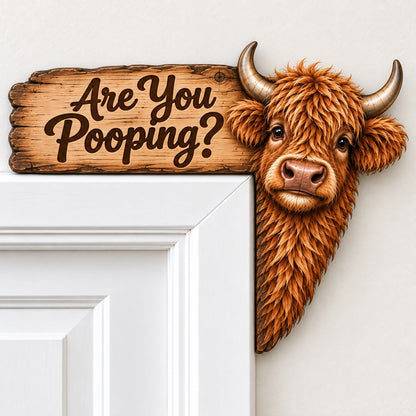 🚪 Funny Highland Cow Door Topper🐮