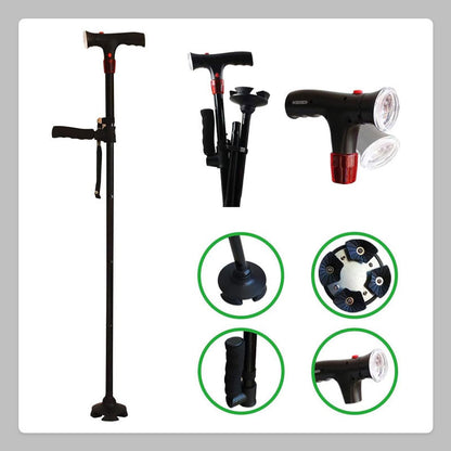 Larm LED Dubbelhandtag Äldrekäpp