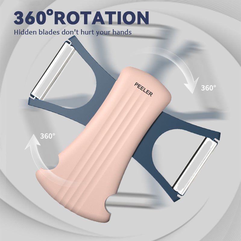 🥔 Multifunktionell roterande skalkniv i rostfritt stål | Enkel skalning av mjuka och hårda frukter & grönsaker 🍎