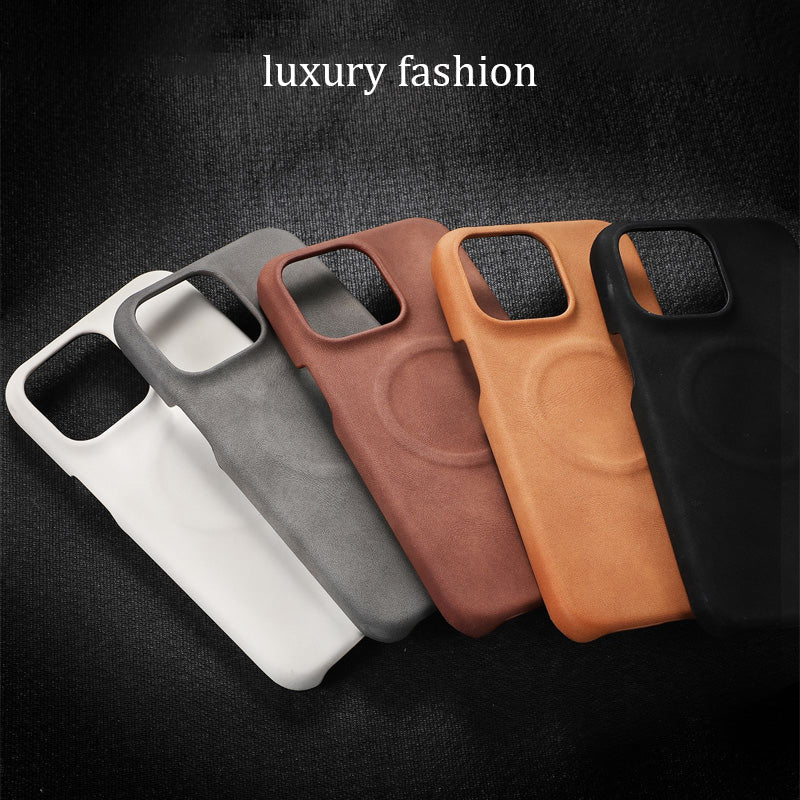 Hudvänligt Magnetiskt Telefonfodral I Halvpack Av Lammskinn