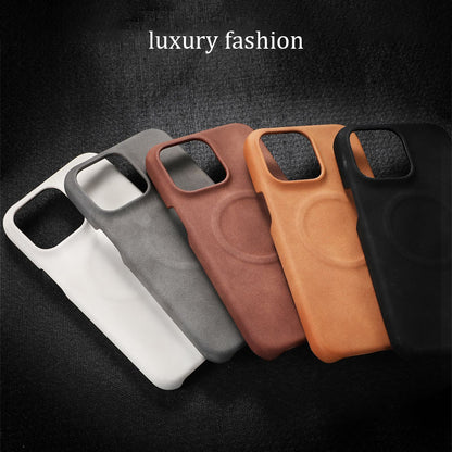 Hudvänligt Magnetiskt Telefonfodral I Halvpack Av Lammskinn