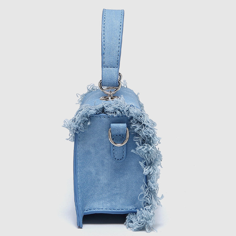 Retro Denim Kedjeväska Med Tofs