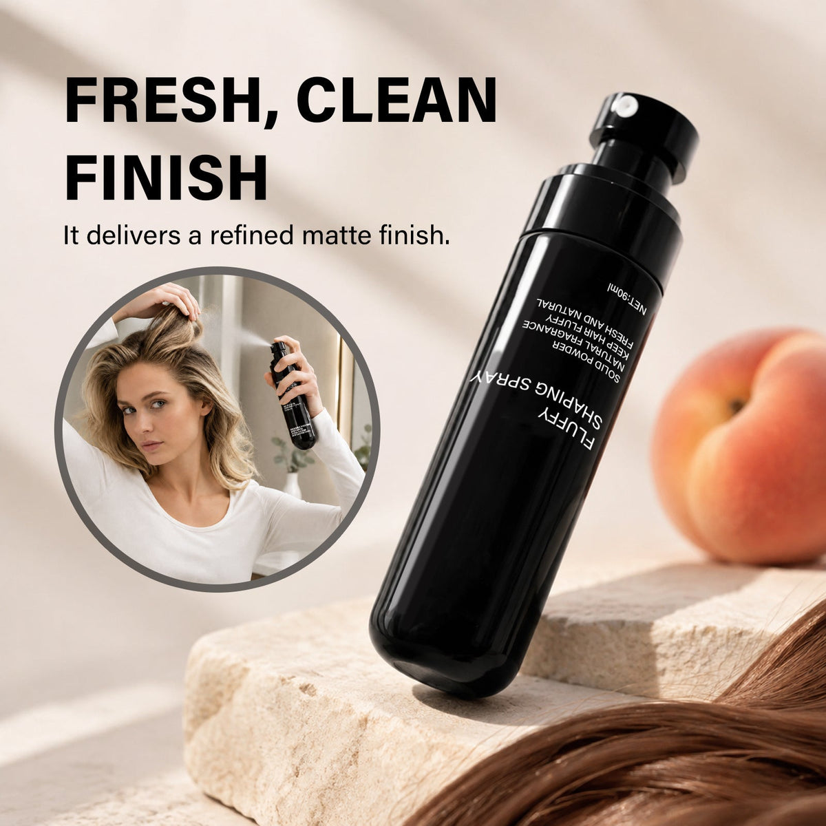 🍑Fluffy Volumizing Hair Shaping Spray, Long-Lasting Peach Scent Mist