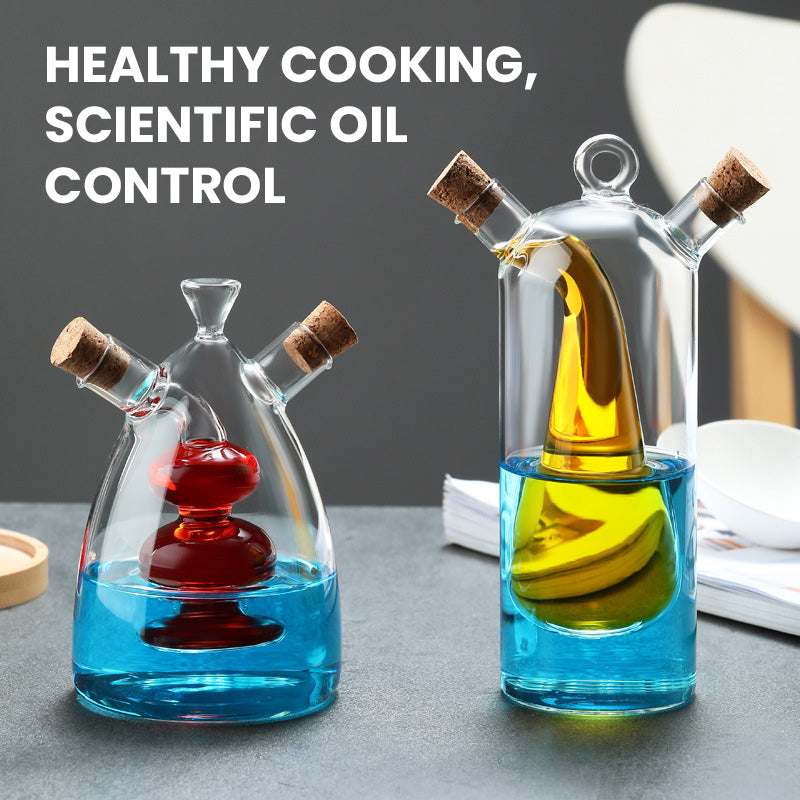 🌟 Dubbelskiktad Svävande Glas Olje-flaska – Gör matlagningen vackrare och njut av varje droppe krydda! 🍶✨