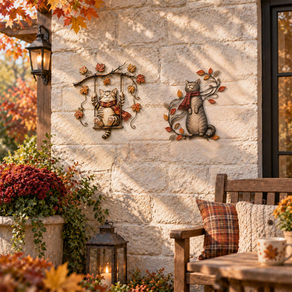🍁Autumn Cat Metal Wall Decor🐱