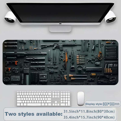 Cool Military Weapon Build Weapon Parts Display Stor musmatta för spel, snyggt skrivbordsskydd med halkfritt gummi, flera storlekar för bärbar dator och skrivbord