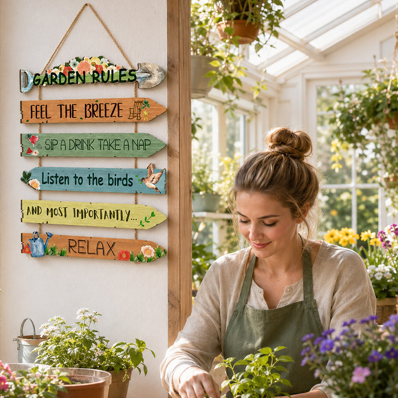 🏡 Rustic Wooden Garden Hanging Sign Wall Decor Plaque🌿
