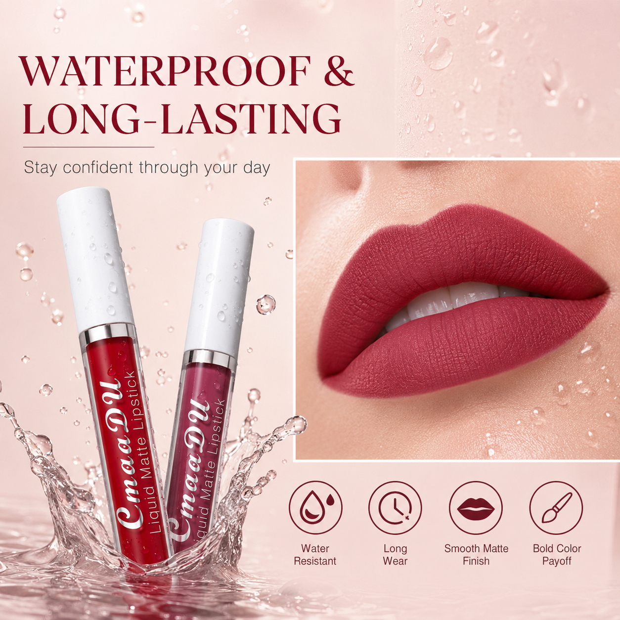 💜10Pcs Matte Waterproof  Long Lasting Lip Gloss