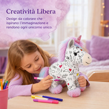🦄DIY Color-In Unicorn Plush Toy Kit  - Washable & Reusable Art Fun /with 12 Washable Markers