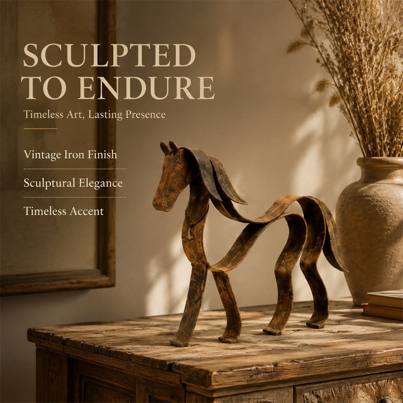 🐎Vintage Sculptural Ribbon Metal Horse Decor