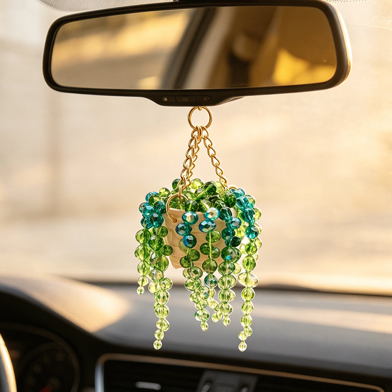 Sun-Kissed Beaded Succulent Hanging Decoration