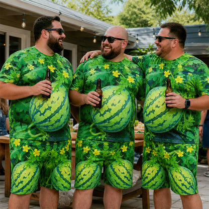🍉 Funny Watermelon Print T-Shirt Set