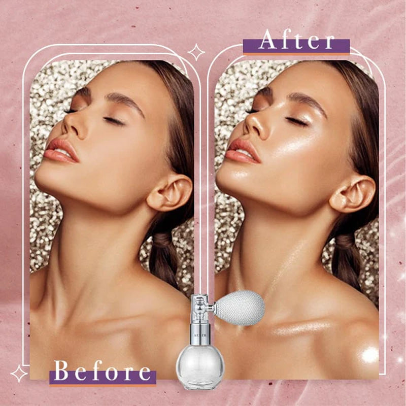 Uppiggande kroppsskimmer-glitter i en spray