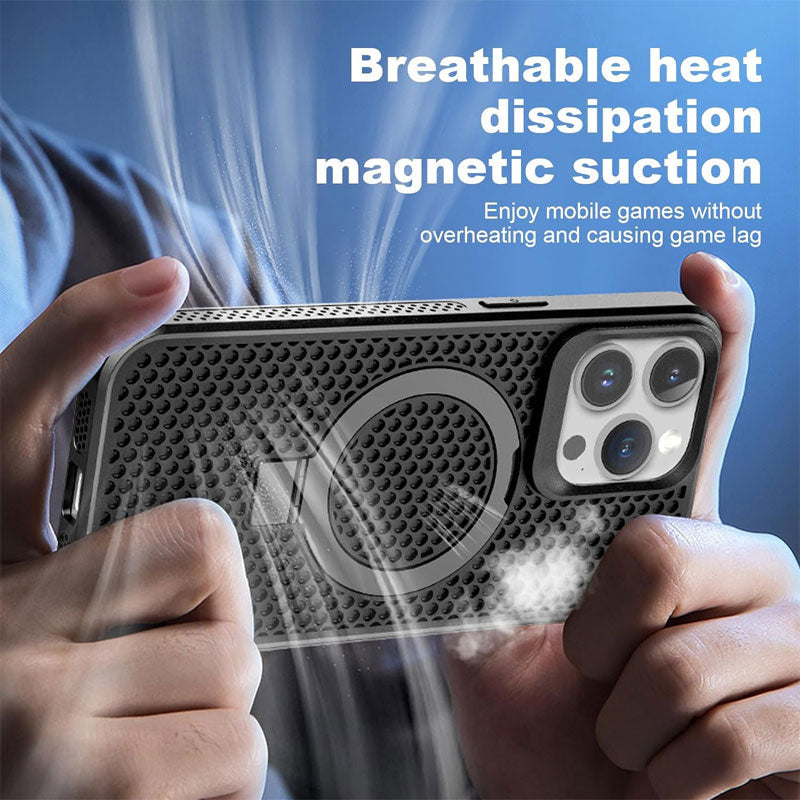 Honeycomb Hole Heat Dissipation Bracket Magnetic Mobile Phone Case