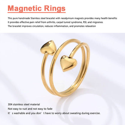 Hjärta Magnetring I Rostfritt Stål/Heart Shape Stainless Steel Magnetic Ring