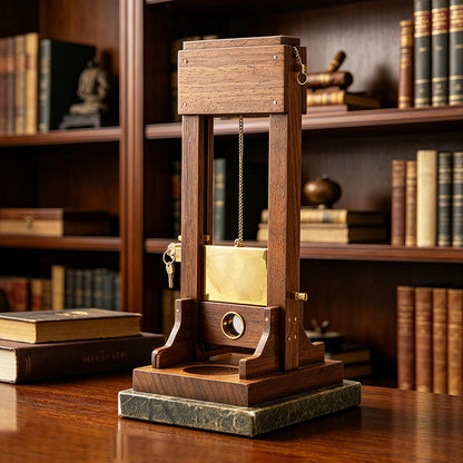 Executive Desktop Cigar Cutter – Vintage Guillotine-Style Cutter with Wood & Metal Display Base