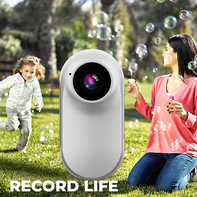 Actionkamera med lång batteritid och tummanövrering