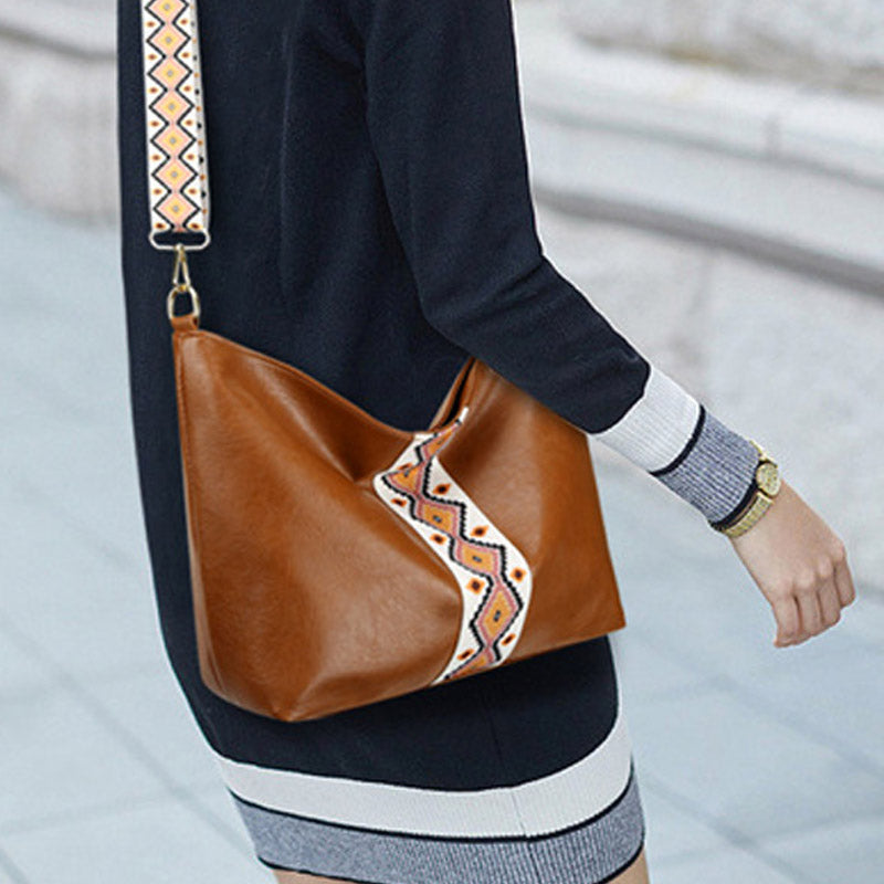 Boho Retro Colorblock Fashion Tote Crossbody-väska