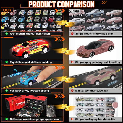 Presentset, inklusive mini-behållare för bilar med utdragbar baksida 🚗🎁