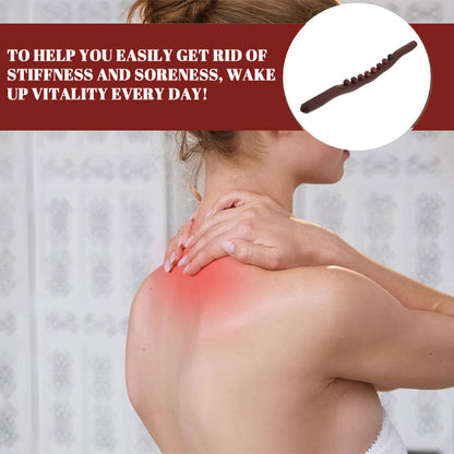 Massagestav i bokträ | Dubbel rad med kulor för magmassage och öppning av meridianerna