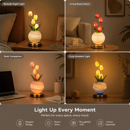 🌷Dreamy Tulip Orchid Night Light Romantic Bedside Lamp