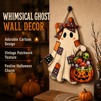 👻Patchwork Ghost Hanging Wooden Card