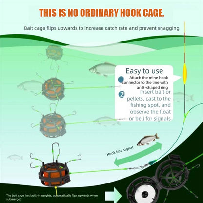 Bur med inverterad botten och uppåtriktad betesbur Krok