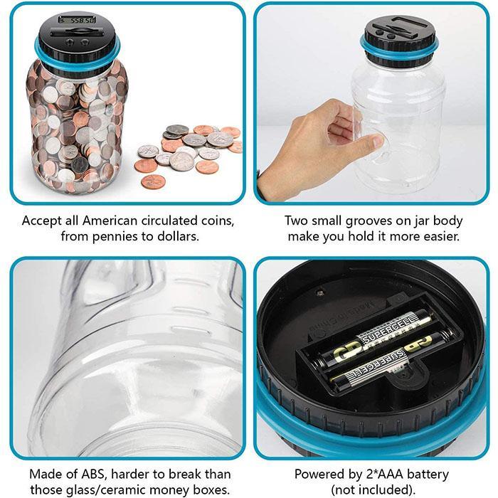 💰Watch Savings Grow – Digital Money Box with Auto Coin Counting & Target Setting