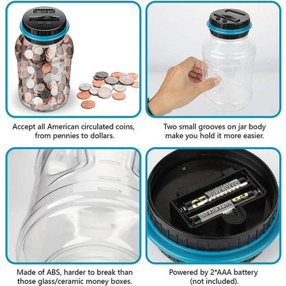 💰Watch Savings Grow – Digital Money Box with Auto Coin Counting & Target Setting